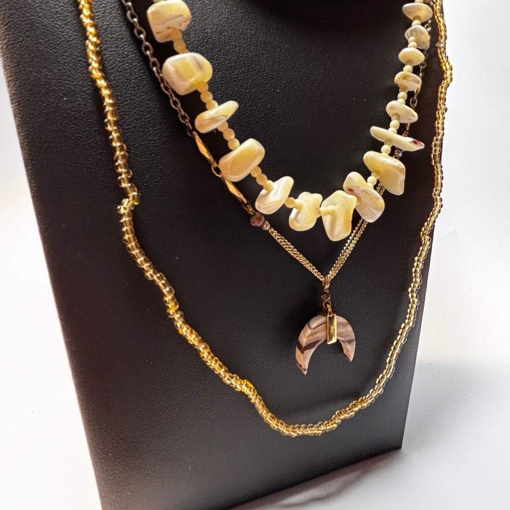 Nakamol Express Layered‎ Necklace Lot Gold Shell Crescent Moon Pendant Boho